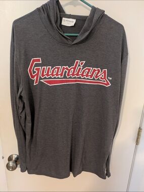 Men's Gray Crewneck Hoodie with Red Cleveland Guardians Logo